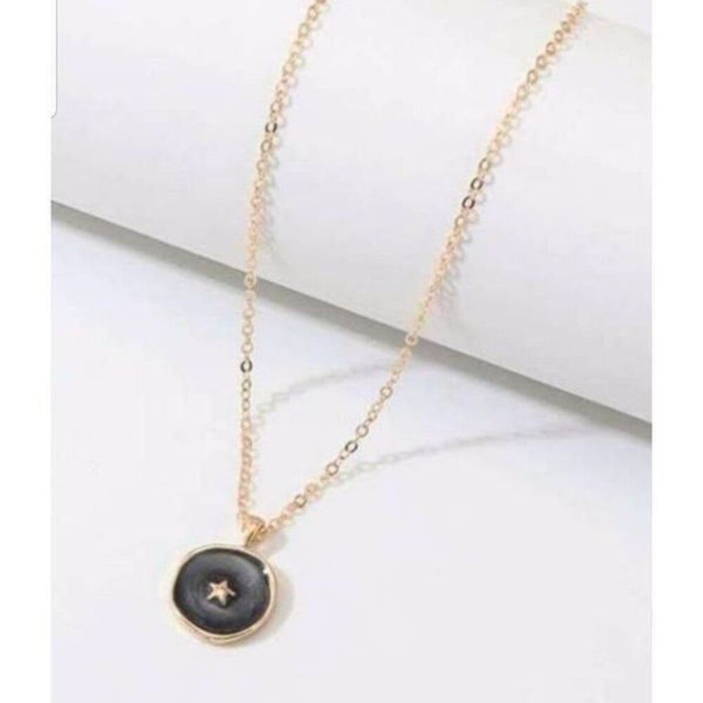 Simple Stars Moon Lover gold toned  chain pendant necklace.